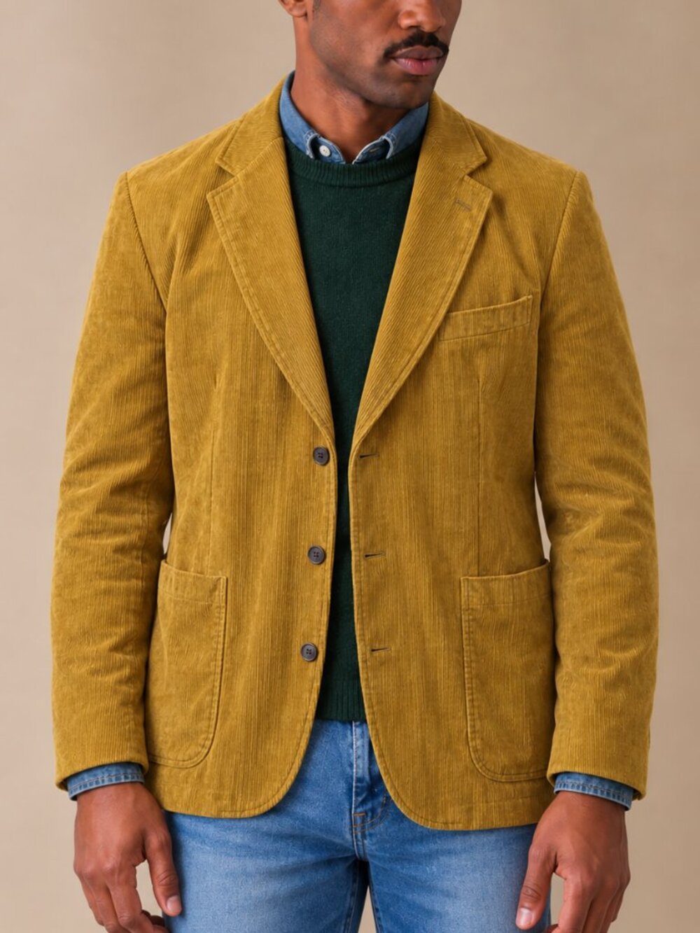 TREK & TRAVEL VTG Mustard Gold Corduroy Blazer Sport Coat Dark Academia 44 Gr 54